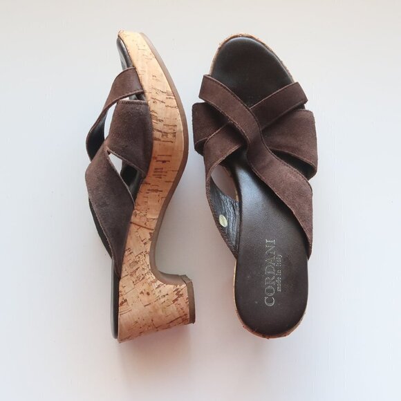 Cordani Brown Suede Slip On Cork Platform Mules / Clogs Heels / Sandals / Shoes - Picture 3 of 16